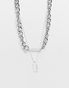 Серебристое массивное ожерелье в несколько рядов Bershka-Серебристый