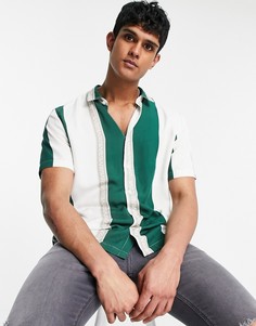 Рубашка зеленого цвета с короткими рукавами из материала с вафельной фактурой River Island-Зеленый цвет