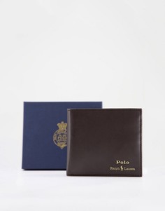 Коричневые бумажник с золотистым фольгированным логотипом Polo Ralph Lauren-Коричневый цвет