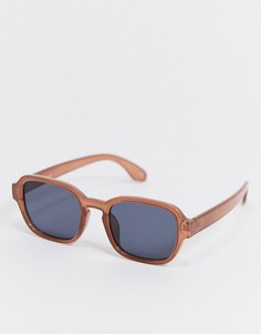 Коричневые квадратные солнцезащитные очки в стиле 70-х с дымчатыми стеклами ASOS DESIGN-Коричневый цвет