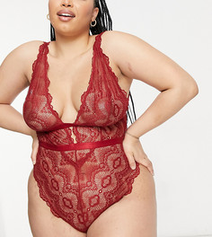 Красное кружевное боди ASOS DESIGN Curve Rosie-Красный