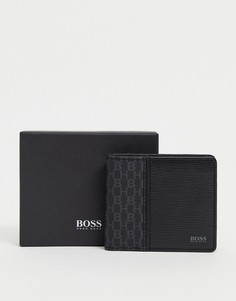 Черный складывающийся бумажник с принтом в виде логотипа BOSS Metropole