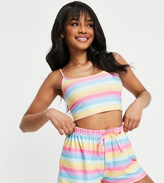 Пижама с укороченной майкой и шортами радужного цвета Loungeable Petite-Многоцветный