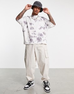 Oversized-футболка со сплошным выбеленным принтом и логотипом на спине ASOS Unrvlld Supply-Светло-бежевый