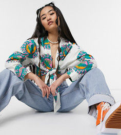 Топ с завязкой спереди и принтом от комплекта ASOS MADE IN KENYA-Белый