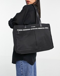 Черная сумка-тоут с логотипом на тесьме Steve Madden Zippaa-Черный