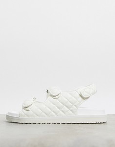 Стеганые сандалии с ремешком сзади белого цвета ASOS DESIGN-Белый