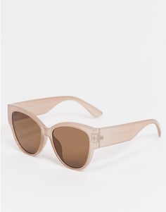 Прямоугольные солнцезащитные очки светло-коричневого цвета в стиле «кошачий глаз» New Look-Коричневый цвет