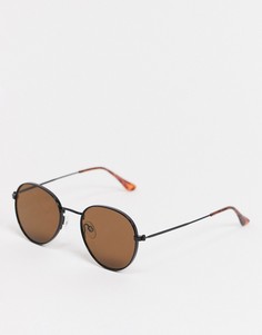 Черные солнцезащитные очки в круглой оправе Stradivarius-Черный
