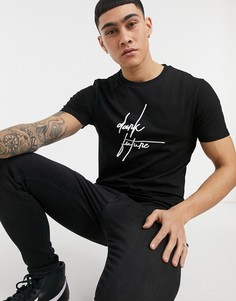 Облегающая футболка с фирменной надписью "Dark Future" ASOS Dark Future-Черный цвет