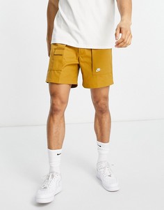 Тканые шорты в черно-белую клетку Nike City Edition-Коричневый цвет