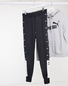 Черно-белые спортивные брюки с графическим принтом Puma-Черный