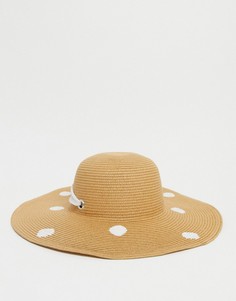 Шляпа от солнца натурального цвета в белый горошек Boardmans-Многоцветный