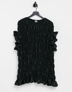 Черное плиссированное платье мини Lola May-Синий
