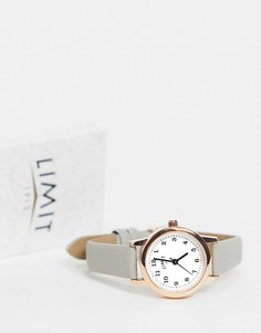 Женские часы с серым ремешком из искусственной кожи и белым циферблатом Limit-Черный