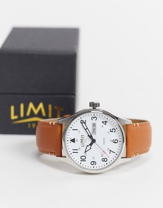 Мужские часы с коричневым ремешком из искусственной кожи и окошком с датой Limit-Коричневый цвет