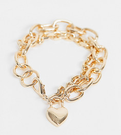 Золотистый браслет в виде цепочки с крупными звеньями и подвеской-сердечком Reclaimed Vintage Inspired