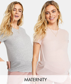 2 футболки розового и серого цвета New Look Maternity-Многоцветный