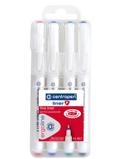 Ручки капиллярные Centropen Liner 0.3mm 4 цвета White 2 4611 0401