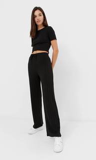 Stradivarius Укороченный Топ В Рубчик Черный Xs