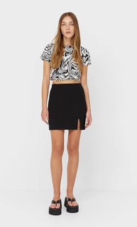 Stradivarius Трикотажная Мини-Юбка Черный L