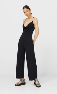 Stradivarius Длинный Комбинезон С Бретелями Черный L