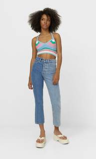 Stradivarius Бралетт Из Кружева Кроше С Каймой Синий M