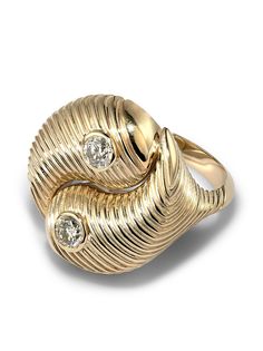 Retrouvaí кольцо Yin Yang из желтого золота с бриллиантами