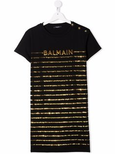 Balmain Kids платье-футболка с пайетками