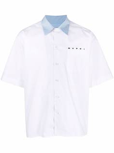 Marni рубашка поло с контрастным воротником и логотипом