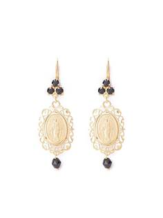 Dolce & Gabbana серьги-подвески Virgin Mary из желтого золота с сапфирами
