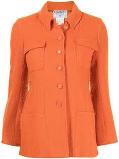Chanel Pre-Owned твидовый пиджак узкого кроя