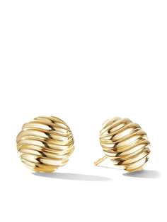 David Yurman серьги-гвоздики Sculpted Cable из желтого золота