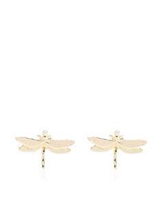 Alex Monroe серьги-гвоздики Teeny Tiny Dragonfly из желтого золота