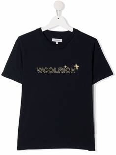 Woolrich Kids футболка с логотипом и блестками