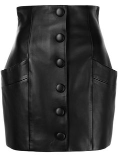 Balmain кожаная мини-юбка с завышенной талией