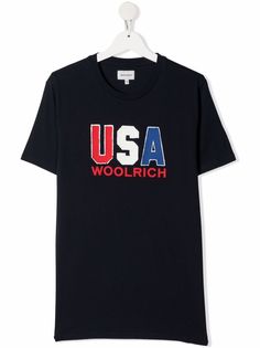 Woolrich Kids футболка с фактурным логотипом