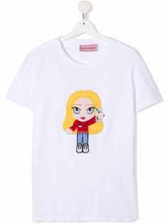 Chiara Ferragni Kids футболка с вышитым логотипом