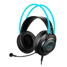 Гарнитура A4TECH Fstyler FH200U, для компьютера, накладные, серый / синий [fh200u blue]