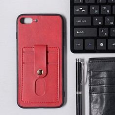 Чехол luazon для iphone 7 plus/8 plus, с отсеками под карты, кожзам, красный