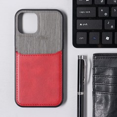 Чехол luazon для iphone 12/12 pro, с отсеком под карты, текстиль+кожзам, красный