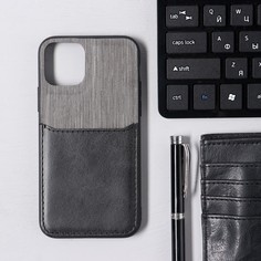 Чехол luazon для iphone 11 pro, с отсеком под карты, текстиль+кожзам, черный