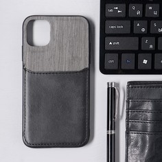 Чехол luazon для iphone 11, с отсеком под карты, текстиль+кожзам, черный