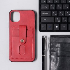 Чехол luazon для iphone 11, с отсеками под карты, кожзам, красный