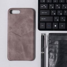 Чехол luazon для iphone 7 plus/8 plus, с отсеком под карты, кожзам, коричневый