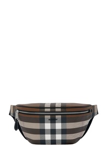 Коричневая поясная сумка из экологичного материала в клетку Burberry