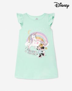 Бирюзовая ночная сорочка с принтом Disney для девочки Gloria Jeans
