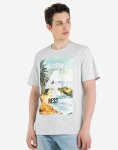 Серая футболка с тропическим принтом REASON 4 REST Gloria Jeans