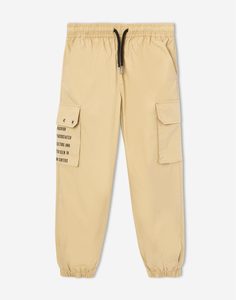Бежевые брюки Jogger-oversize с принтом для мальчика Gloria Jeans