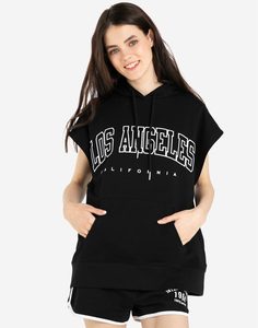 Чёрное худи oversize с принтом LOS ANGELES Gloria Jeans